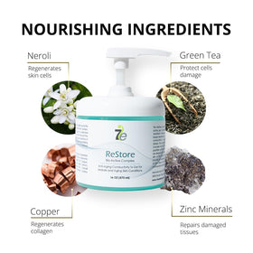 7E Wellness jar on bathroom counter lifestyle suggesting daily facial care