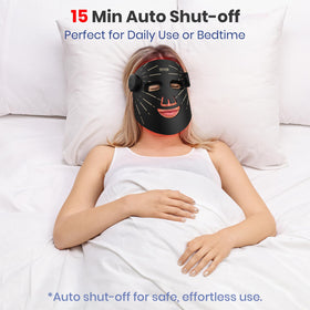 7ever mask on bedside table in a nighttime routine scene for quick 15-minute sessions