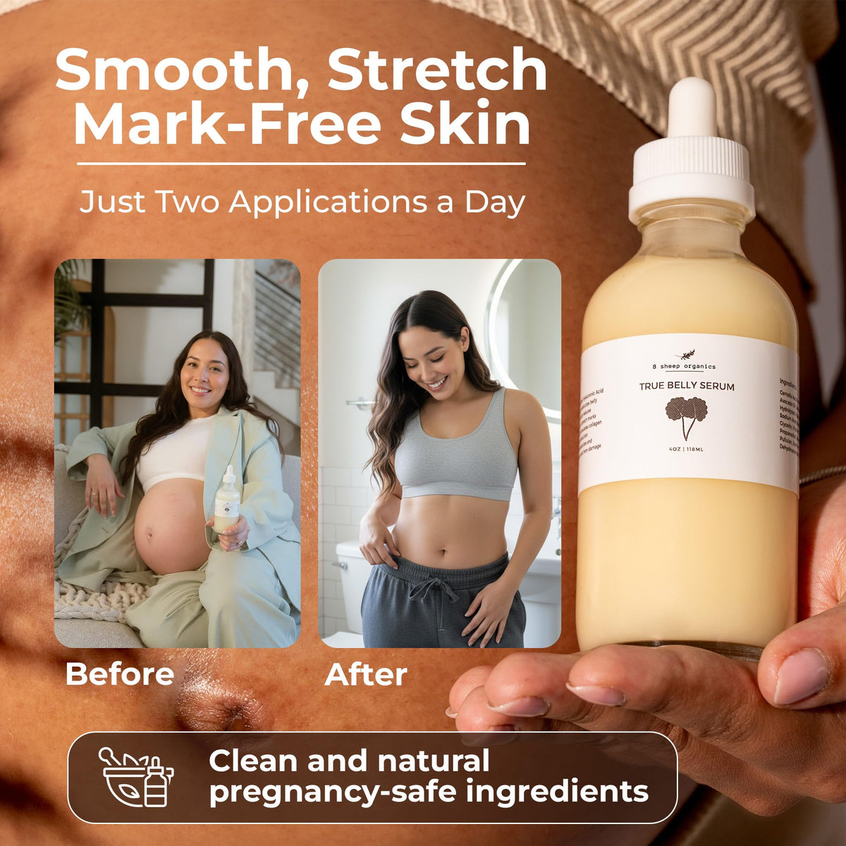 8 SHEEP ORGANICS serum texture drop showing lightweight absorption benefit