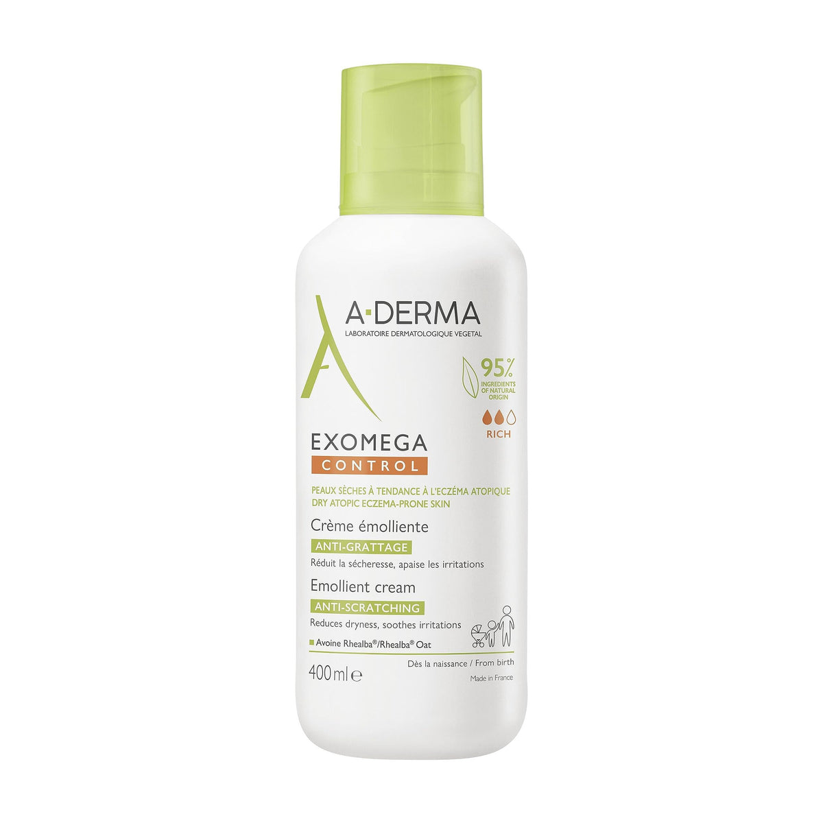 A-Derma Exomega front tube showing label and soothing cream benefit
