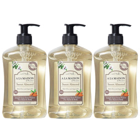 A LA MAISON front packaging showing almond soap label and size benefit