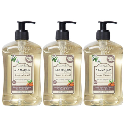 A LA MAISON front packaging showing almond soap label and size benefit
