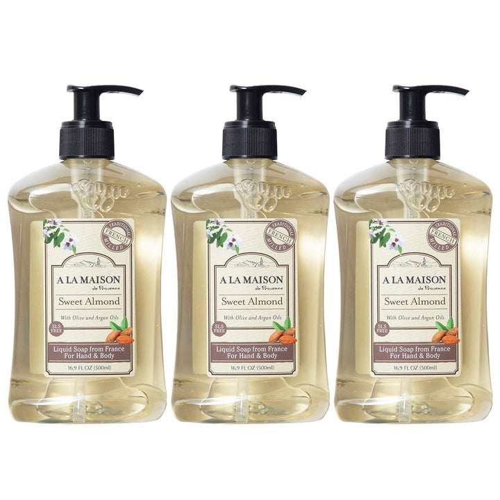 A LA MAISON front packaging showing almond soap label and size benefit