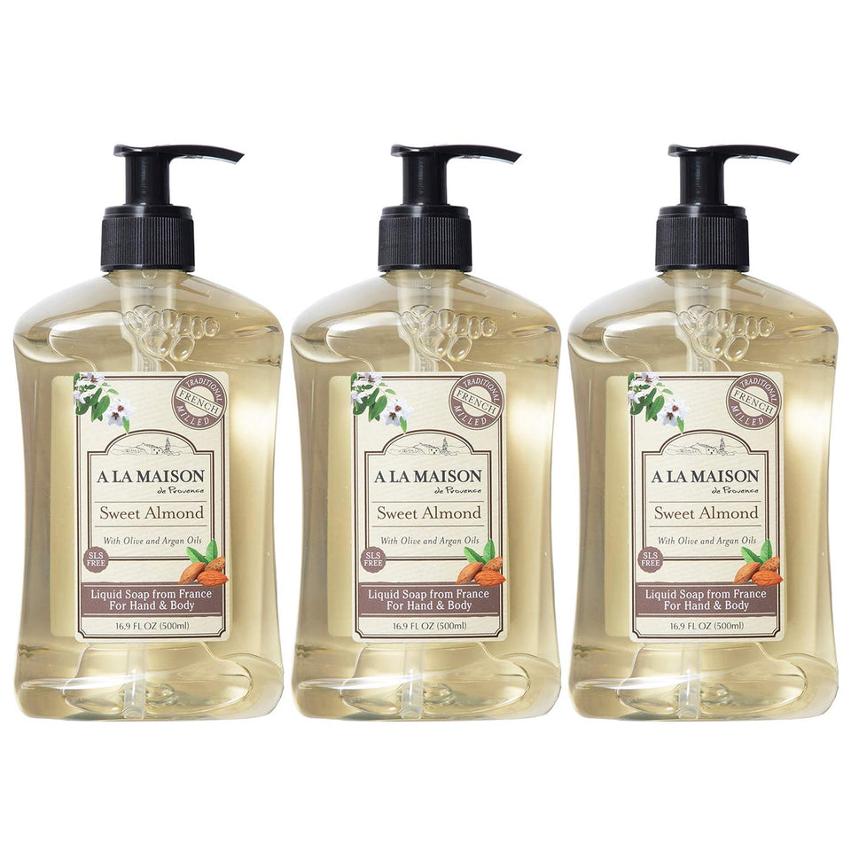 A LA MAISON front packaging showing almond soap label and size benefit