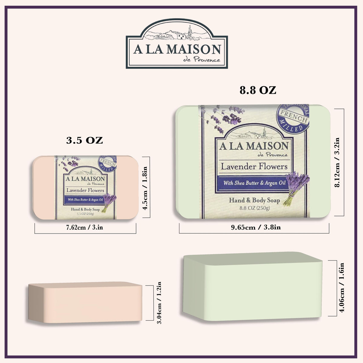 A LA MAISON close-up of triple-milled texture highlighting smooth finish
