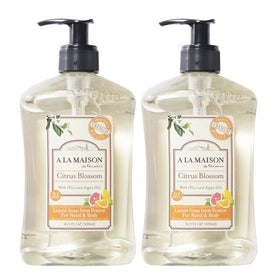 A LA MAISON front label showing citrus blossom scent and benefits