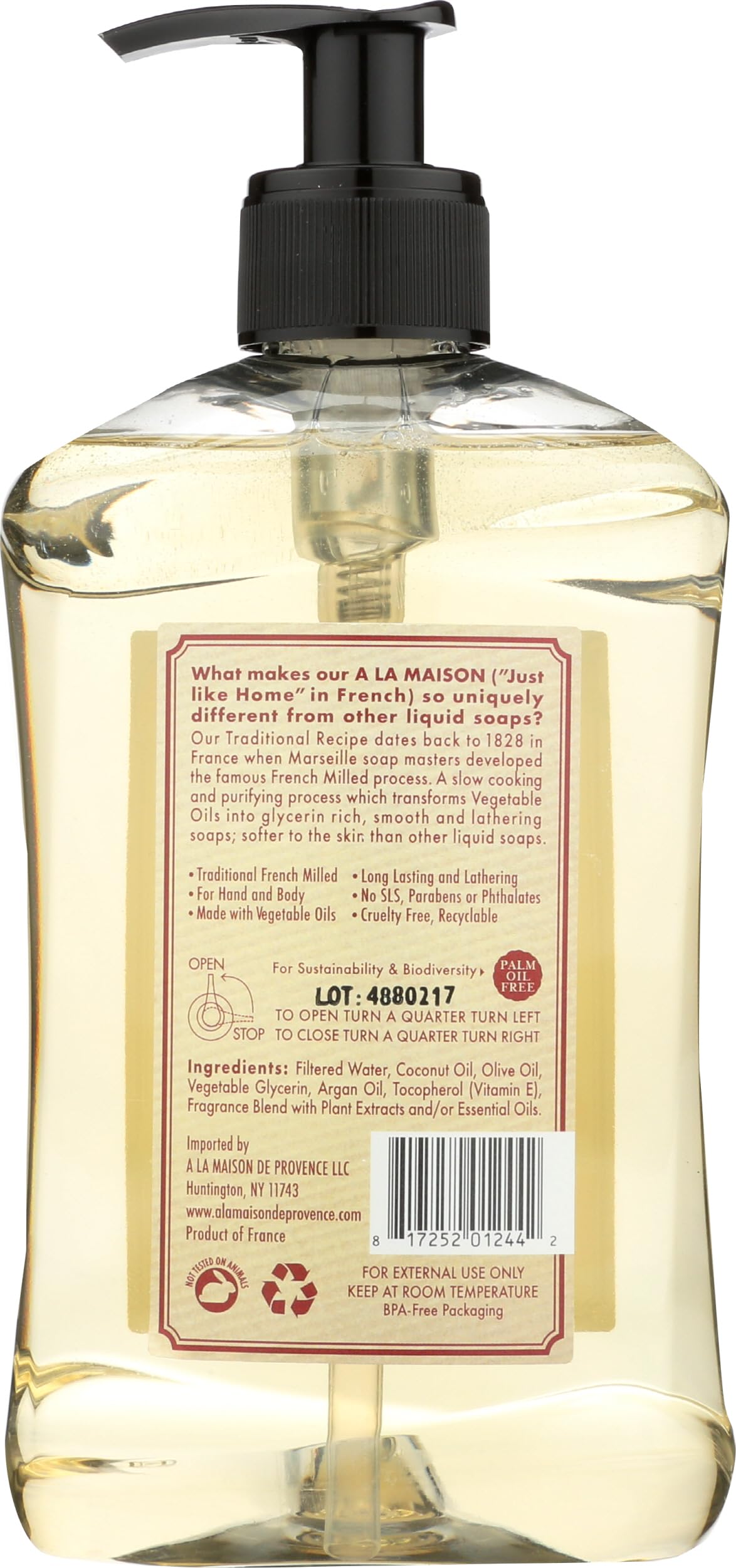 A La Maison label close-up highlighting Marseille recipe and natural ingredients benefit