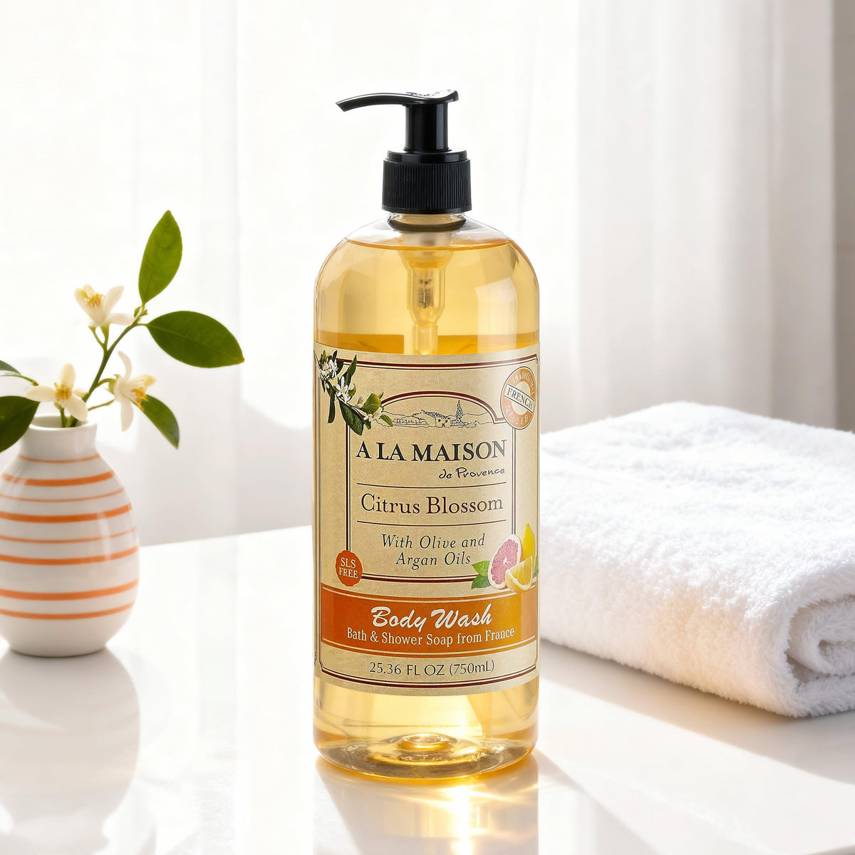 A LA MAISON creamy foam texture on skin highlighting moisturizing lather benefit