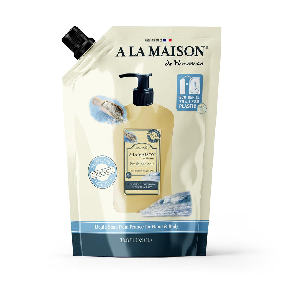 A LA MAISON front bottle view showing eco-friendly refill and elegant design