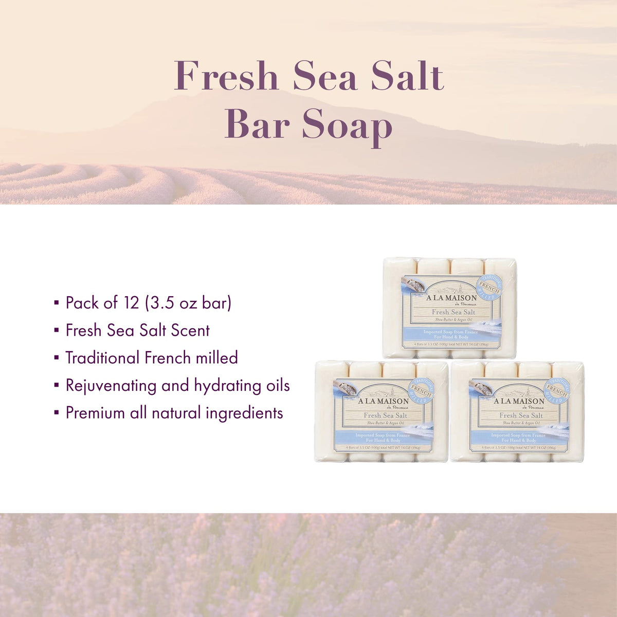 A LA MAISON close-up of triple-milled soap texture highlighting creamy lather