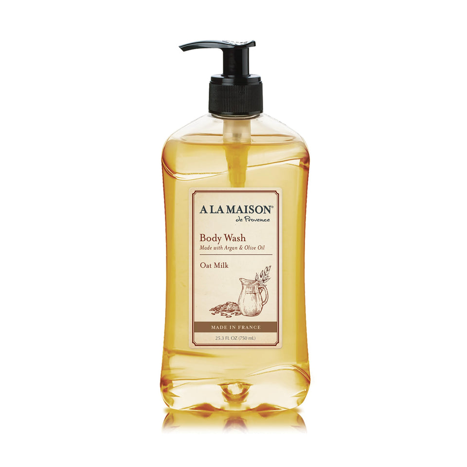 A LA MAISON front packaging showing bottle and pump for easy dispensing