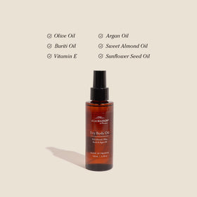 A LA MAISON collection of argan and almond oils highlighting nourishing ingredients