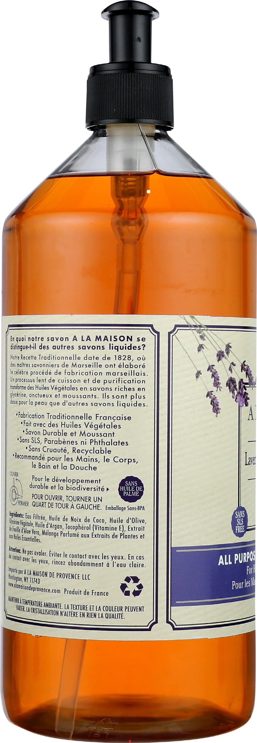 A LA MAISON ingredients label close-up proving plant-based formula benefit