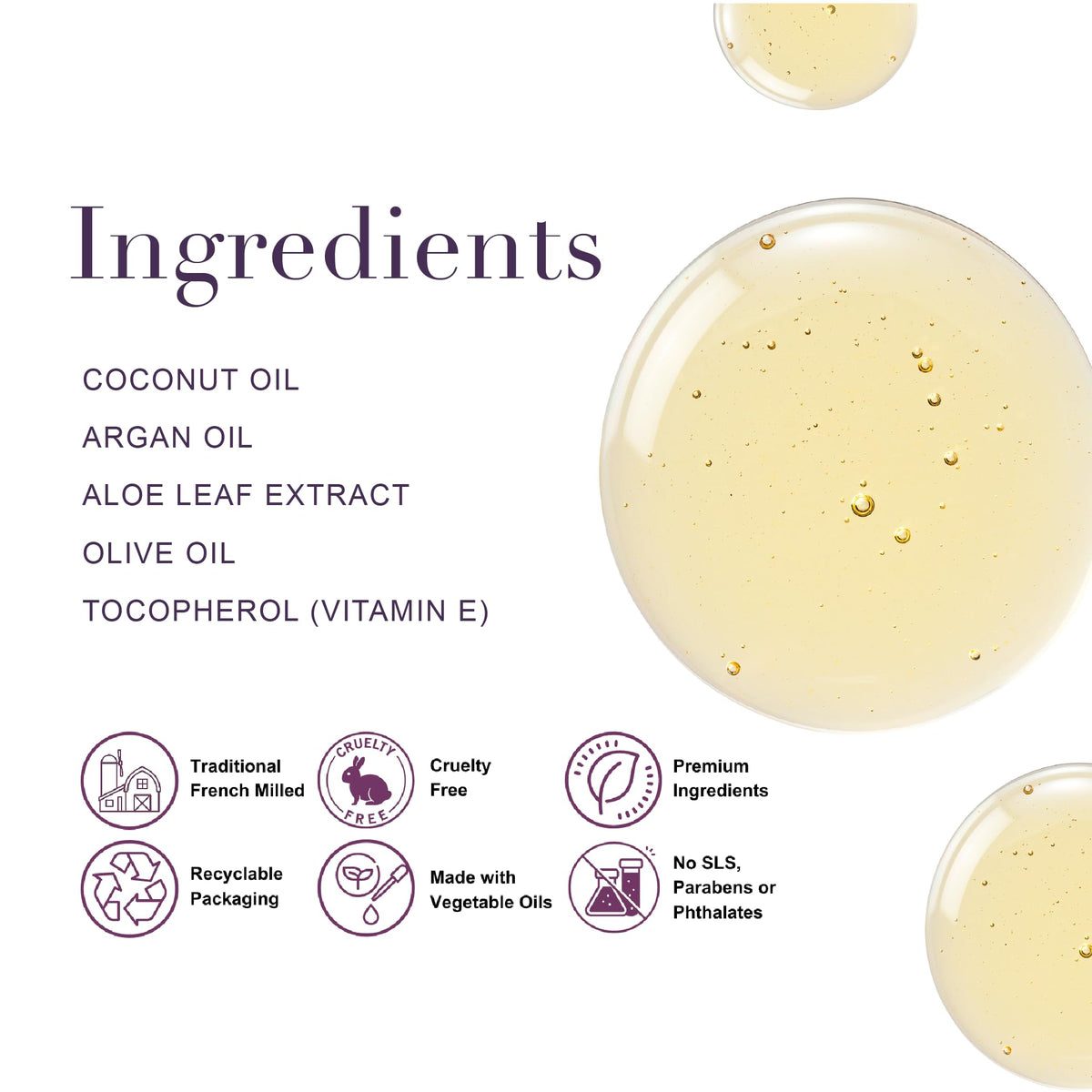 A LA MAISON ingredients label highlighting plant-derived oils and glycerin