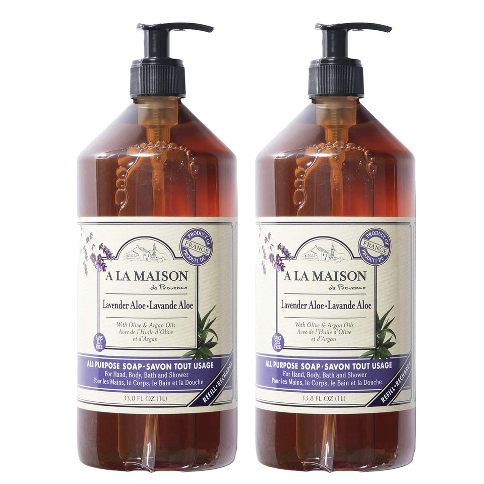 A LA MAISON front bottle showing label and calming lavender scent benefit