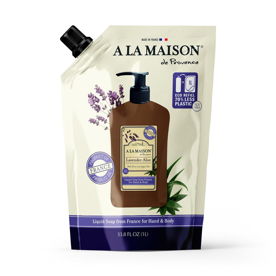A LA MAISON front pouch showing lavender aloe refill and easy identification