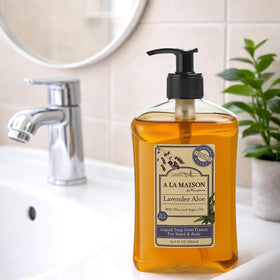 A LA MAISON creamy lather texture showing gentle moisturizing benefit