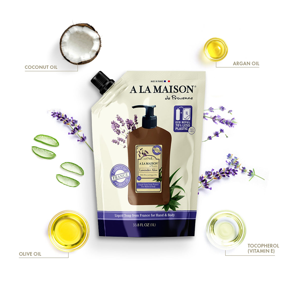 A LA MAISON close-up of refill pour spout for spill-free refilling benefit