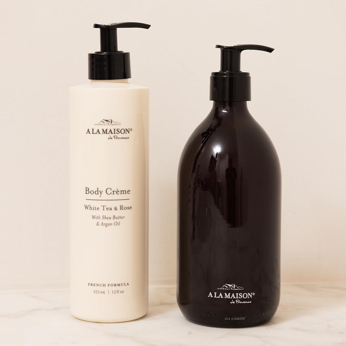A LA MAISON on a bathroom shelf in a lifestyle scene conveying daily luxury benefit