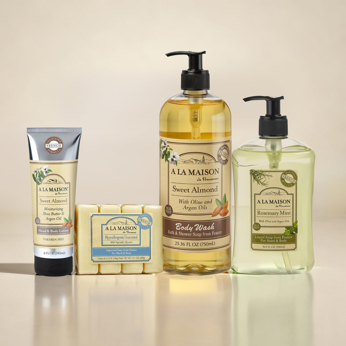 A LA MAISON product staged in shower depicting everyday luxury