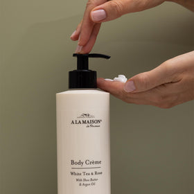 A LA MAISON application in hand demonstrating fast absorption and softening benefit