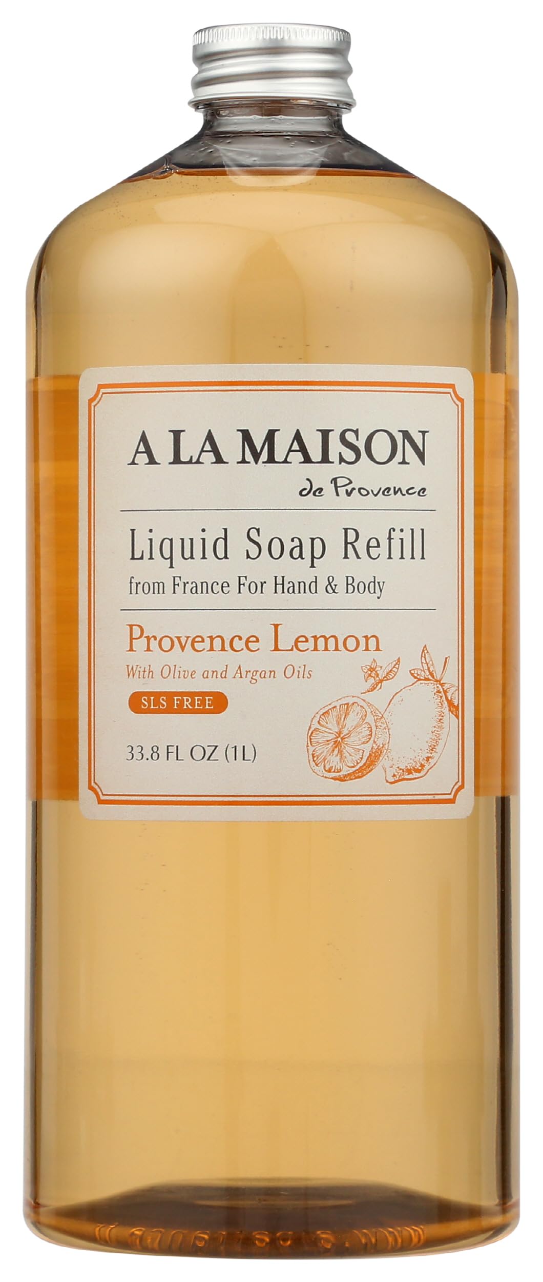 A LA MAISON front packaging showing large refill bottle with clear branding and scent