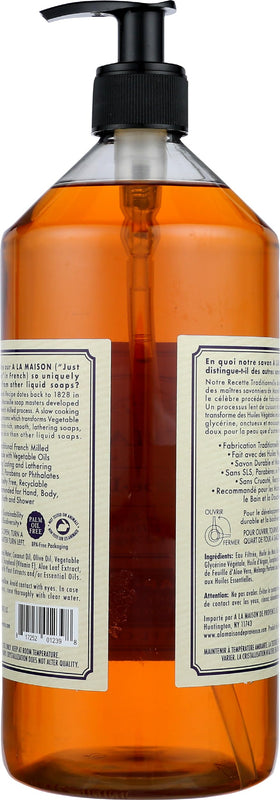 A LA MAISON pump top and label detail highlighting easy dispensing benefit
