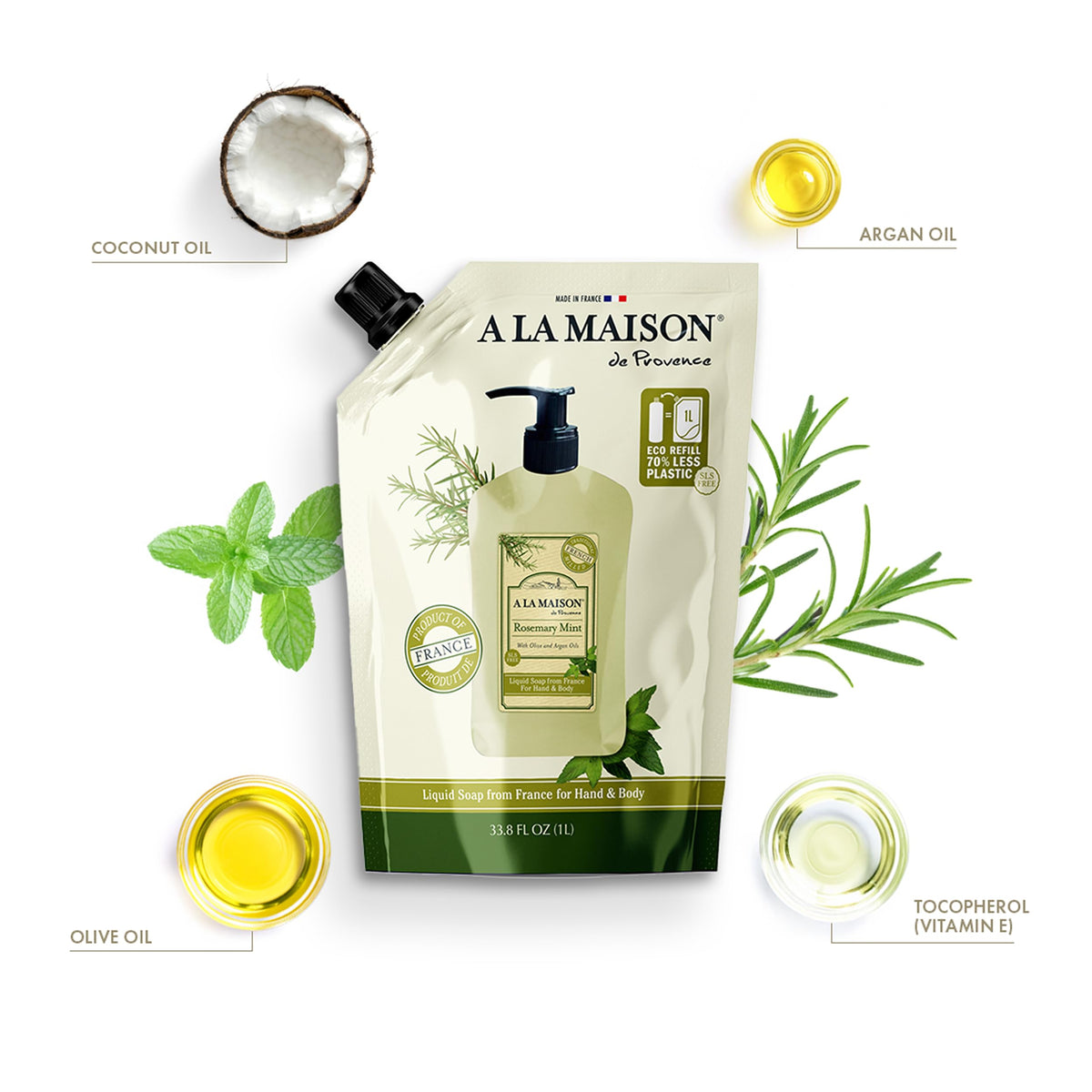 A LA MAISON close-up of creamy lather texture for gentle moisturizing