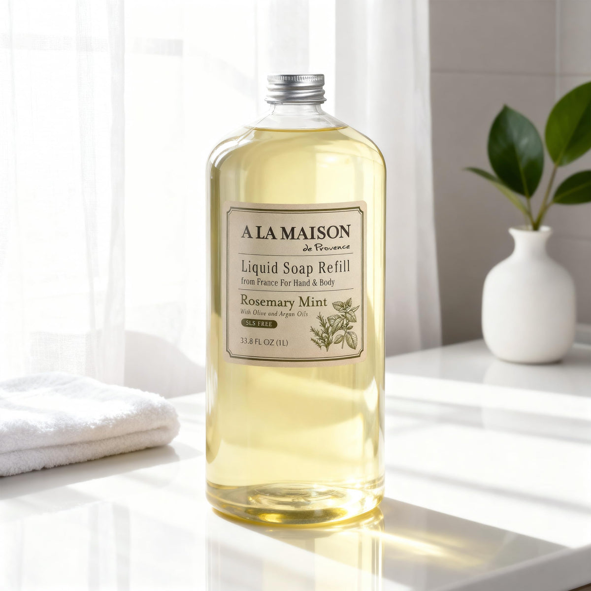 A LA MAISON close-up of hand wash gel texture showing gentle lather