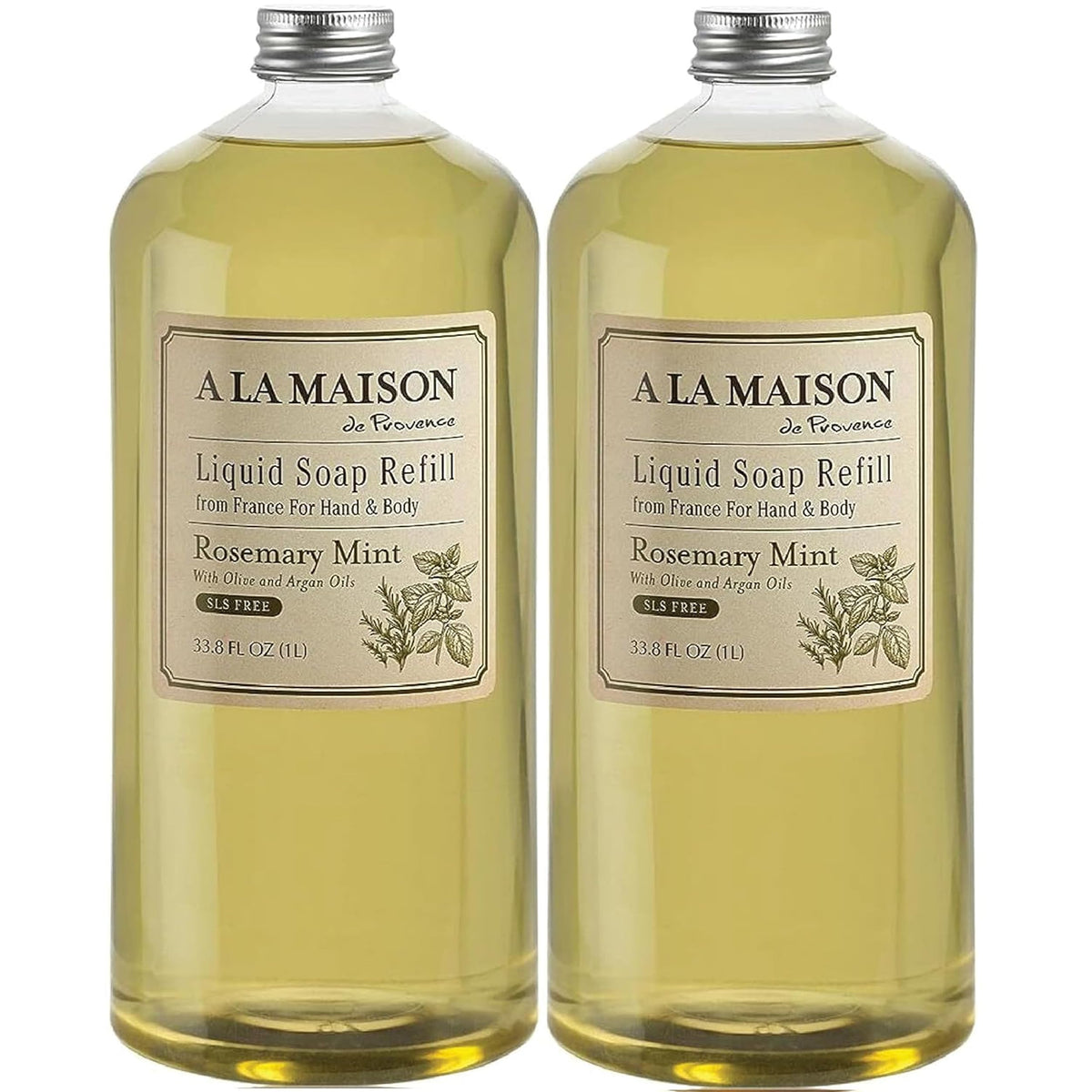A LA MAISON front packaging showing two refill bottles and label benefits