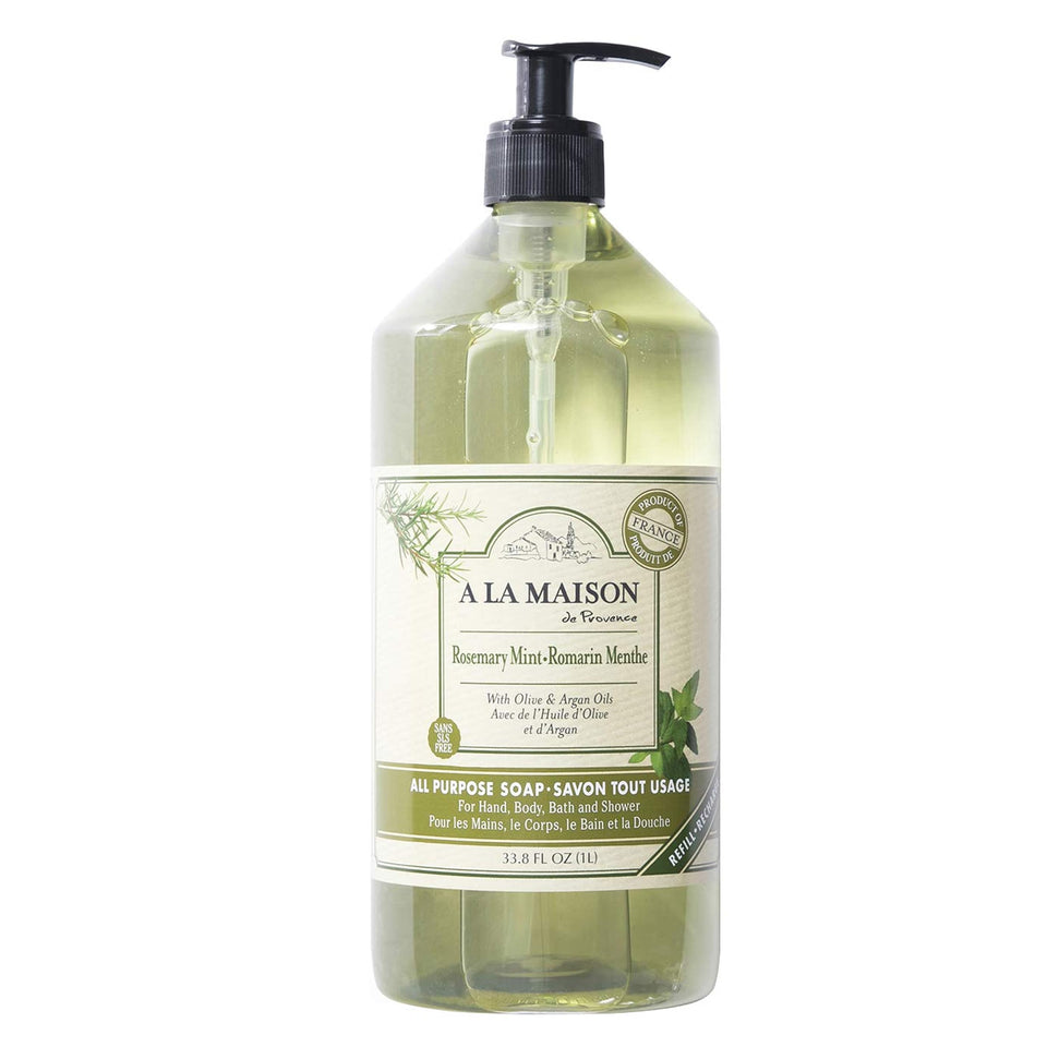 A LA MAISON front packaging showing rosemary mint bottle and label, highlighting clean design