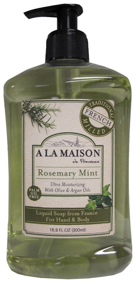 A LA MAISON pump and label detail highlighting ingredients and design