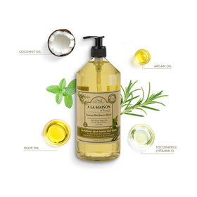 A LA MAISON pump close-up demonstrating easy dispensing and mess-free benefit