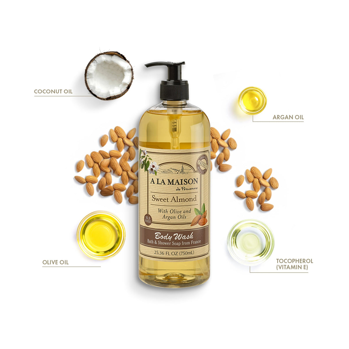 A LA MAISON label closeup highlighting ingredients and French craftsmanship