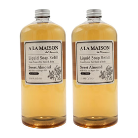 A LA MAISON front packaging 2-pack refill bottles showing product benefits