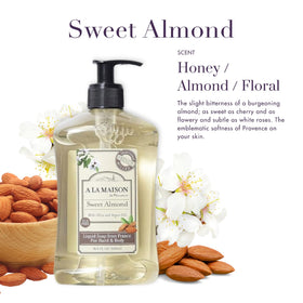 A LA MAISON pump and label detail highlighting ingredient transparency and eco-friendly design