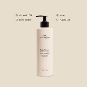 A LA MAISON cream texture close up showing silky absorption and moisturize benefit