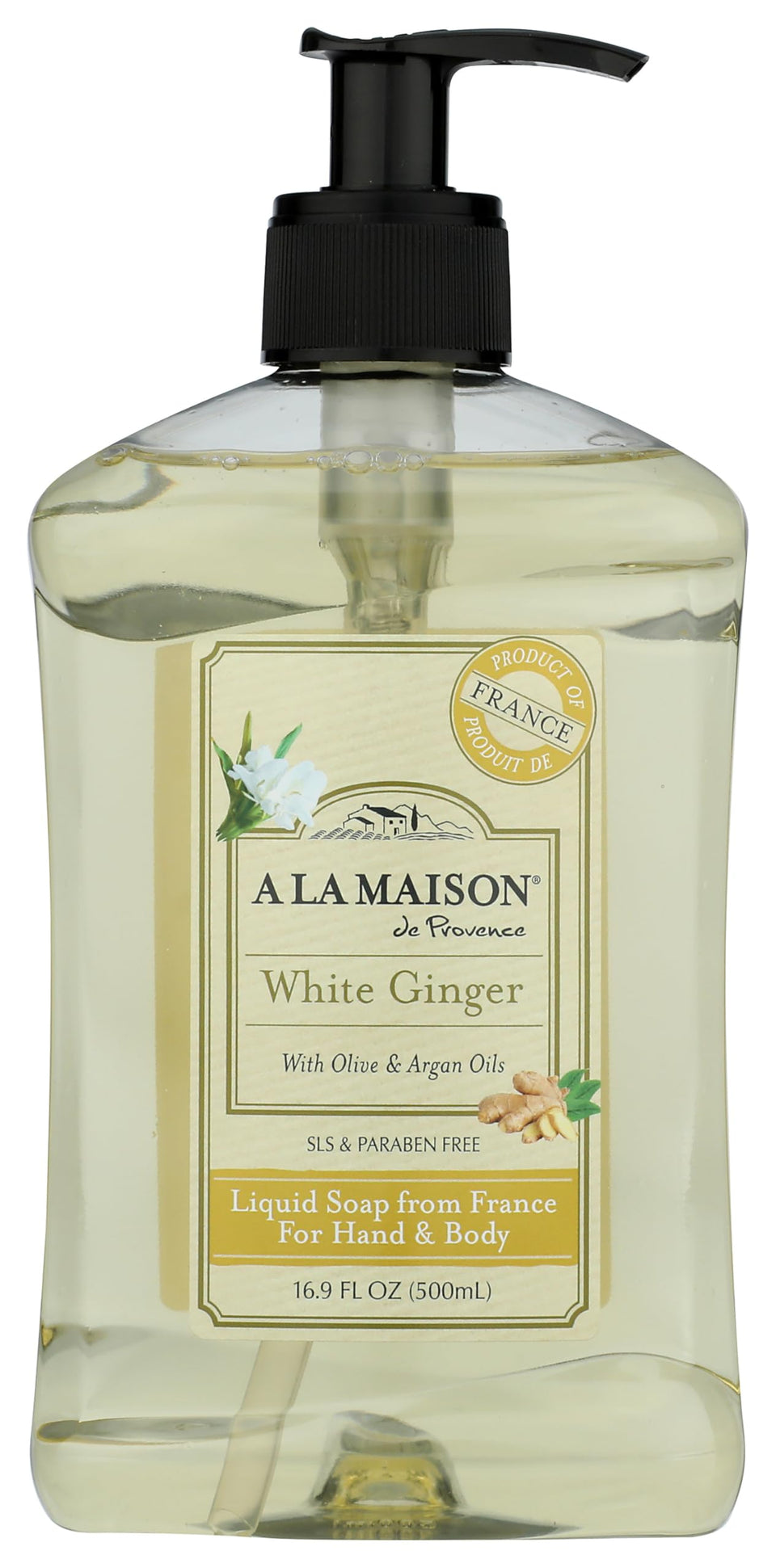 A LA MAISON front bottle view showing label and size, highlights quality