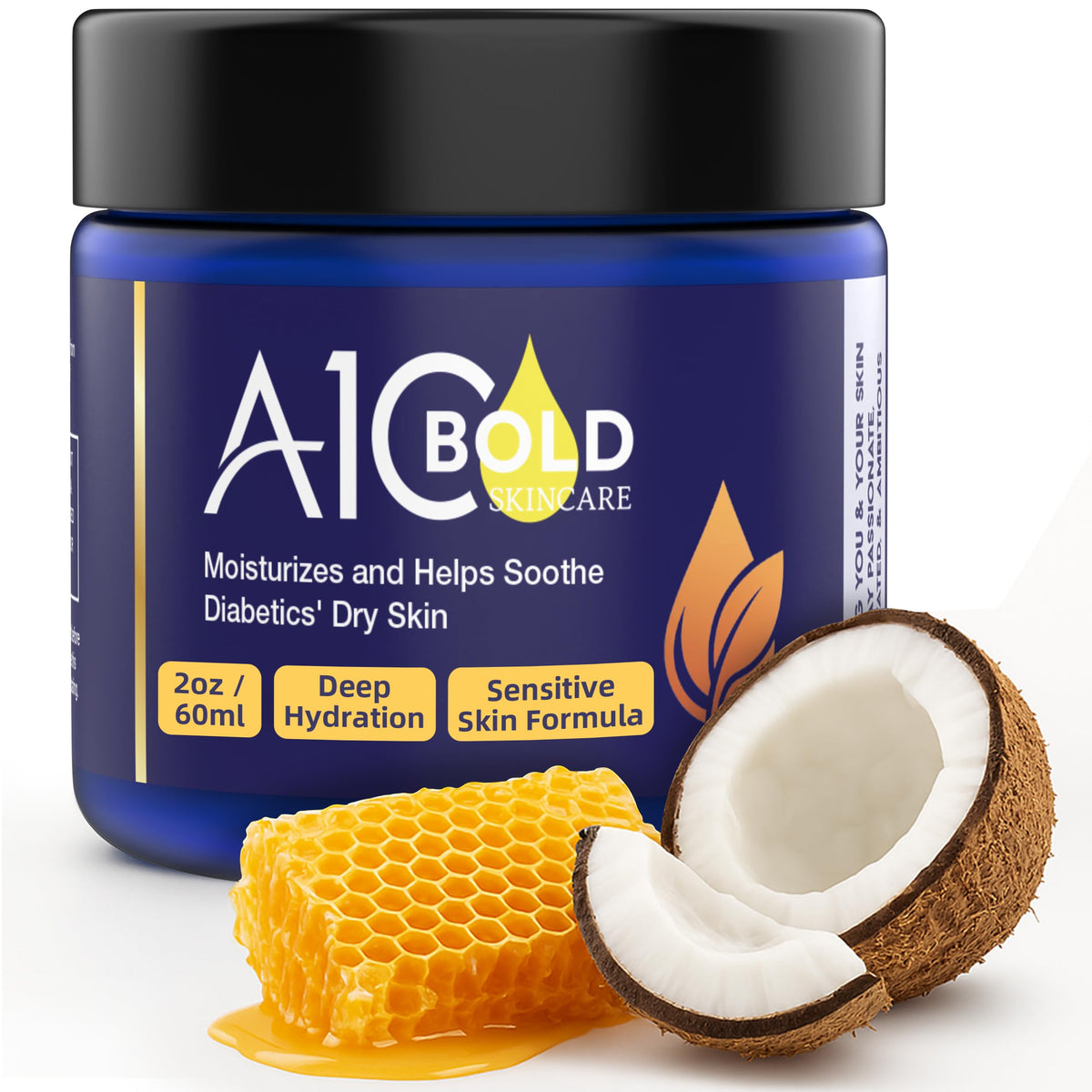 A1C BOLD SKINCARE open jar texture close-up highlighting smooth consistency and absorbency