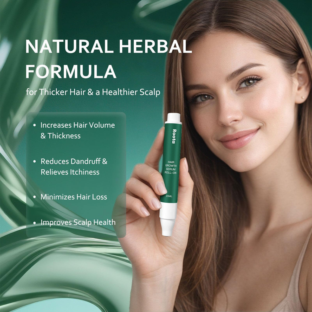 Aacnre Roota held in hand to show 20ml compact size for travel convenience