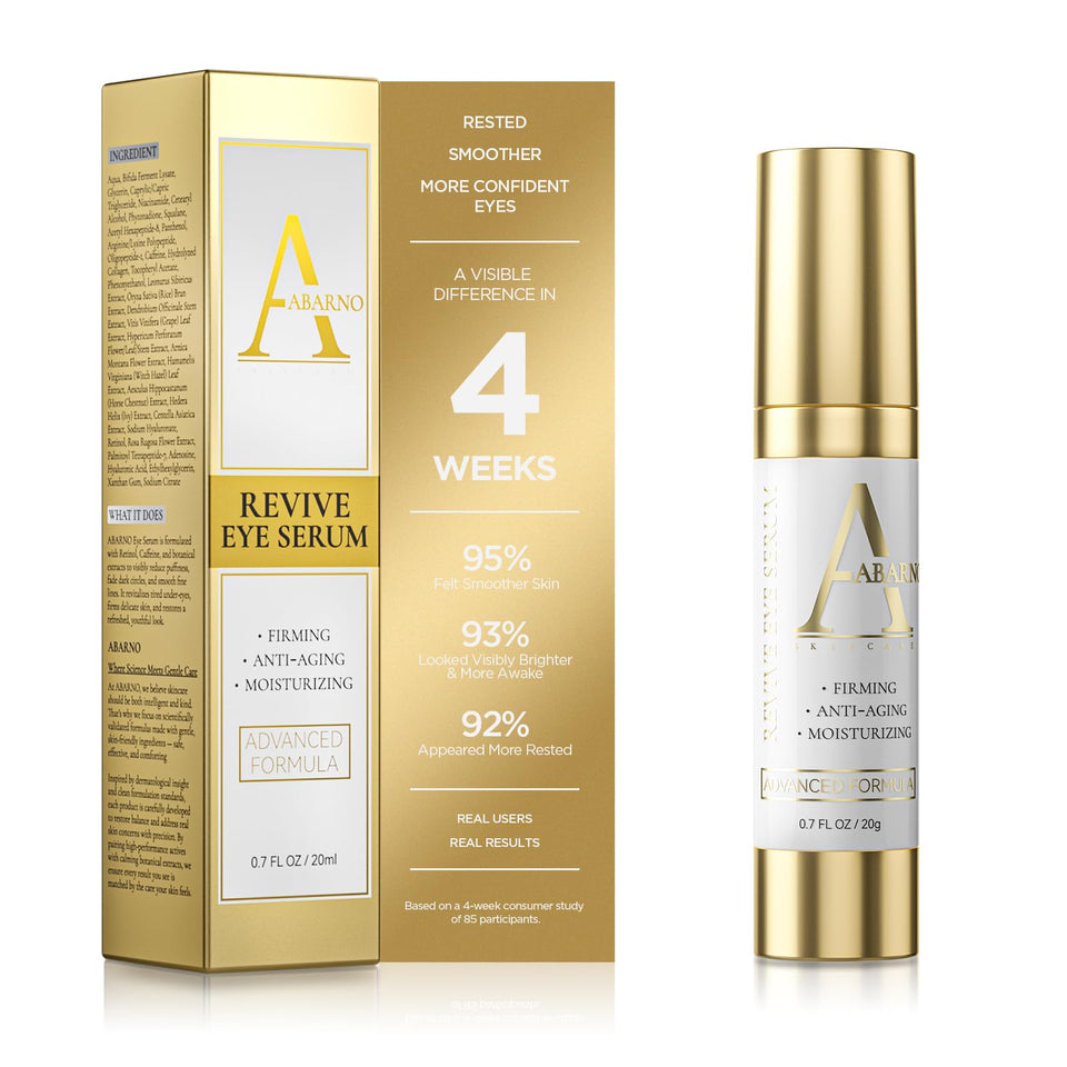 abarno front packaging showing compact bottle and label, conveys professional skincare