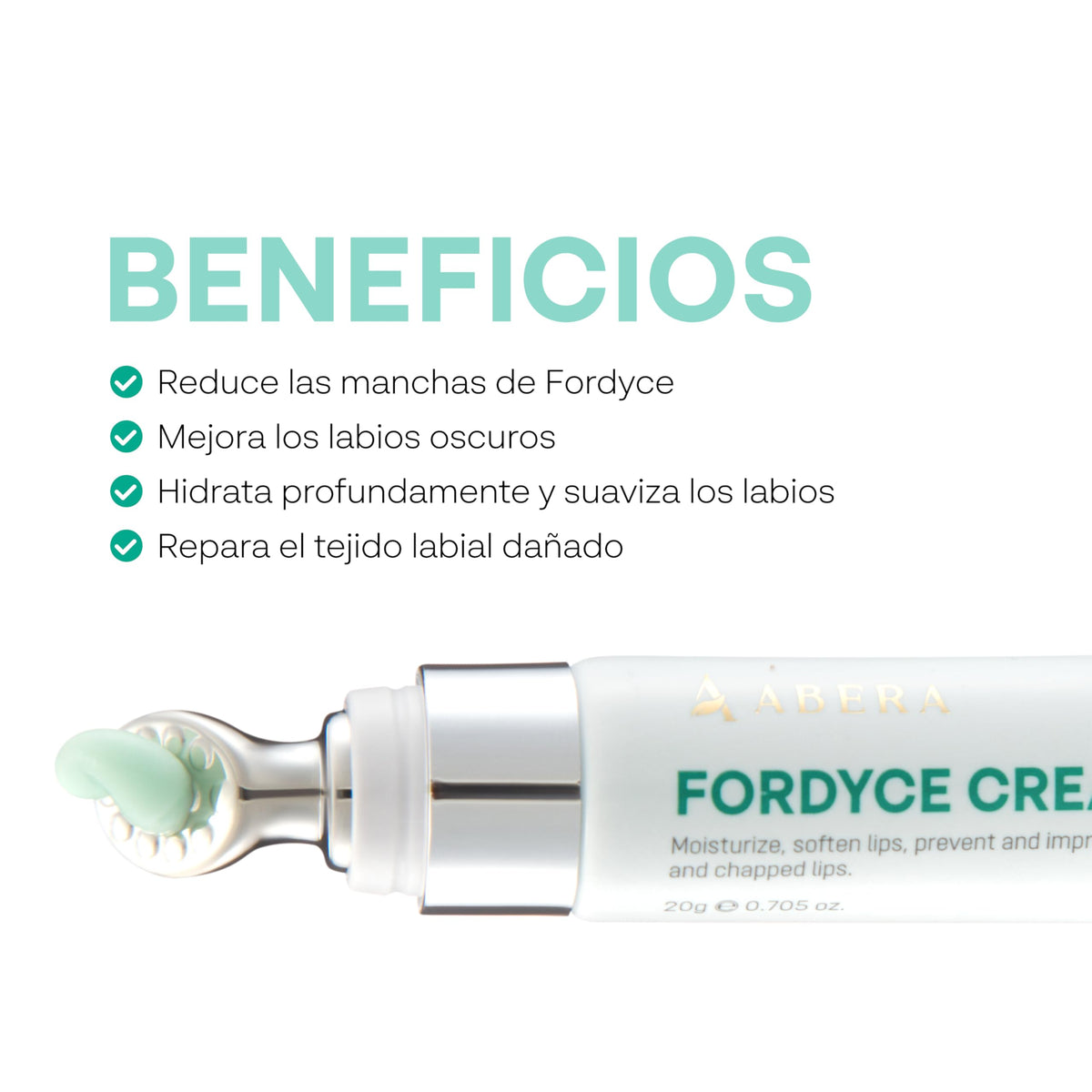 ABERA applied to lip border demonstrating spot targeting and hydration