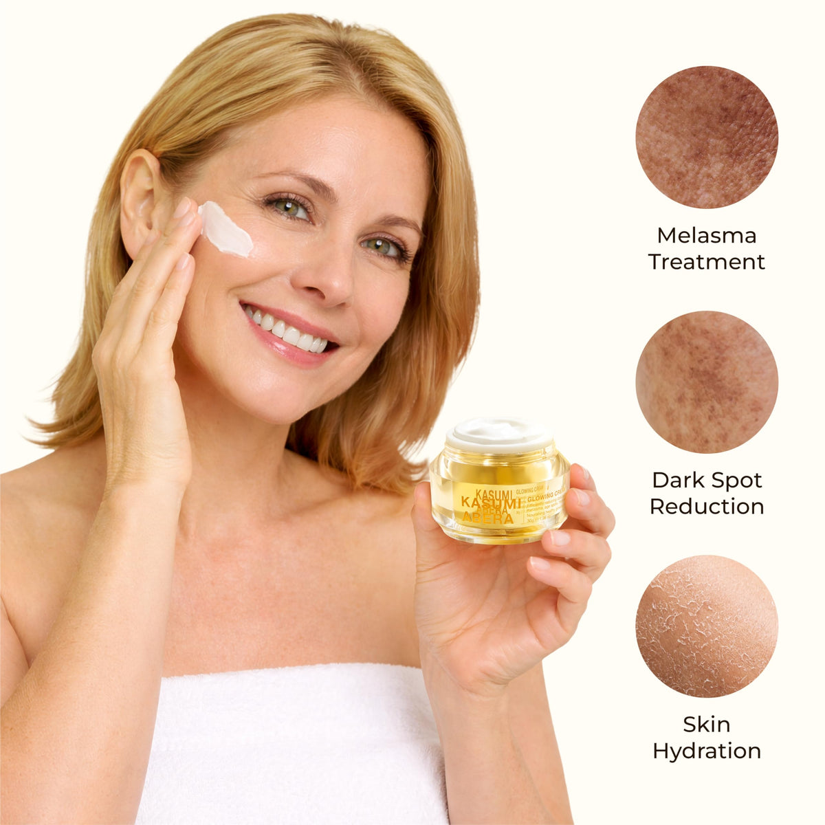 ABERA open jar showing cream texture and hydration benefit for smooth application