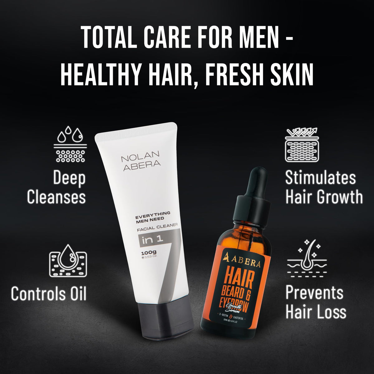 Man using ABERA Nolan face wash demonstrating refreshed skin