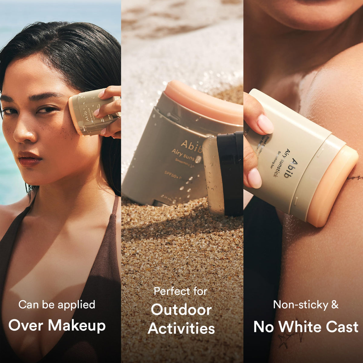 Abib sunstick box and stick flatlay showing complete product contents