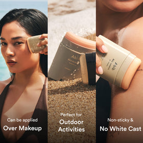 Abib sunstick box and stick flatlay showing complete product contents