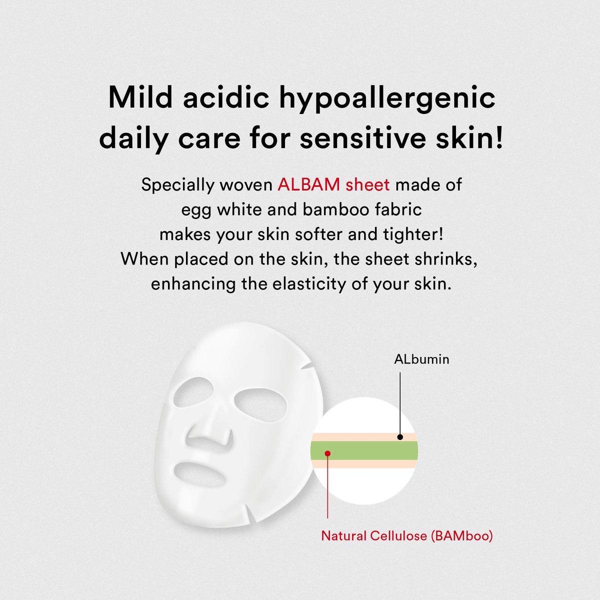 Abib sheet mask worn on model delivering even hydration coverage