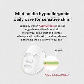 Abib sheet mask worn on model delivering even hydration coverage