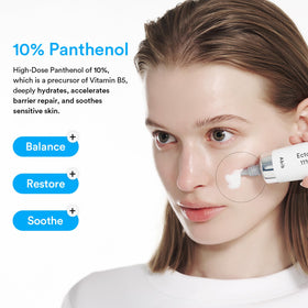 Abib cream applied on cheek illustrating quick absorption and comfort