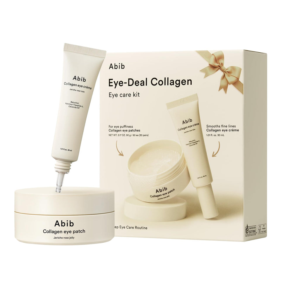 Abib front packaging showing eye care kit and product branding for clear gifting benefit